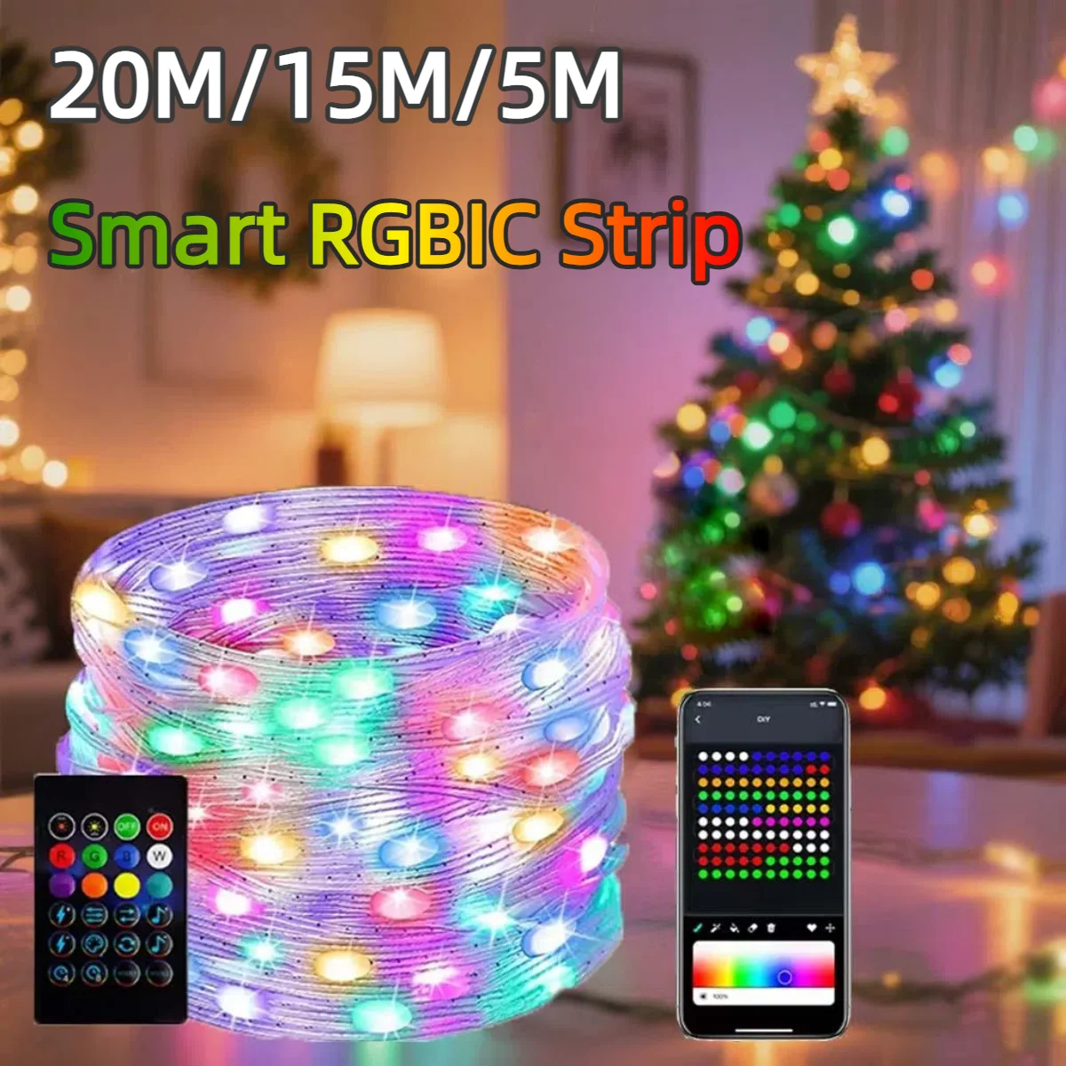 Ws2812B Strip 5V - 20M/10M/5M USB inteligente 5V LED cadena