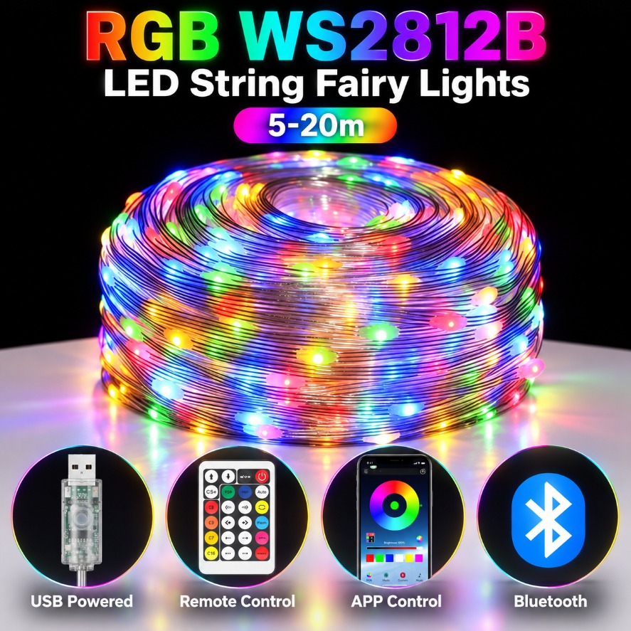Ws2812B Strip 5V - Guirnalda de luces LED RGB WS2812B