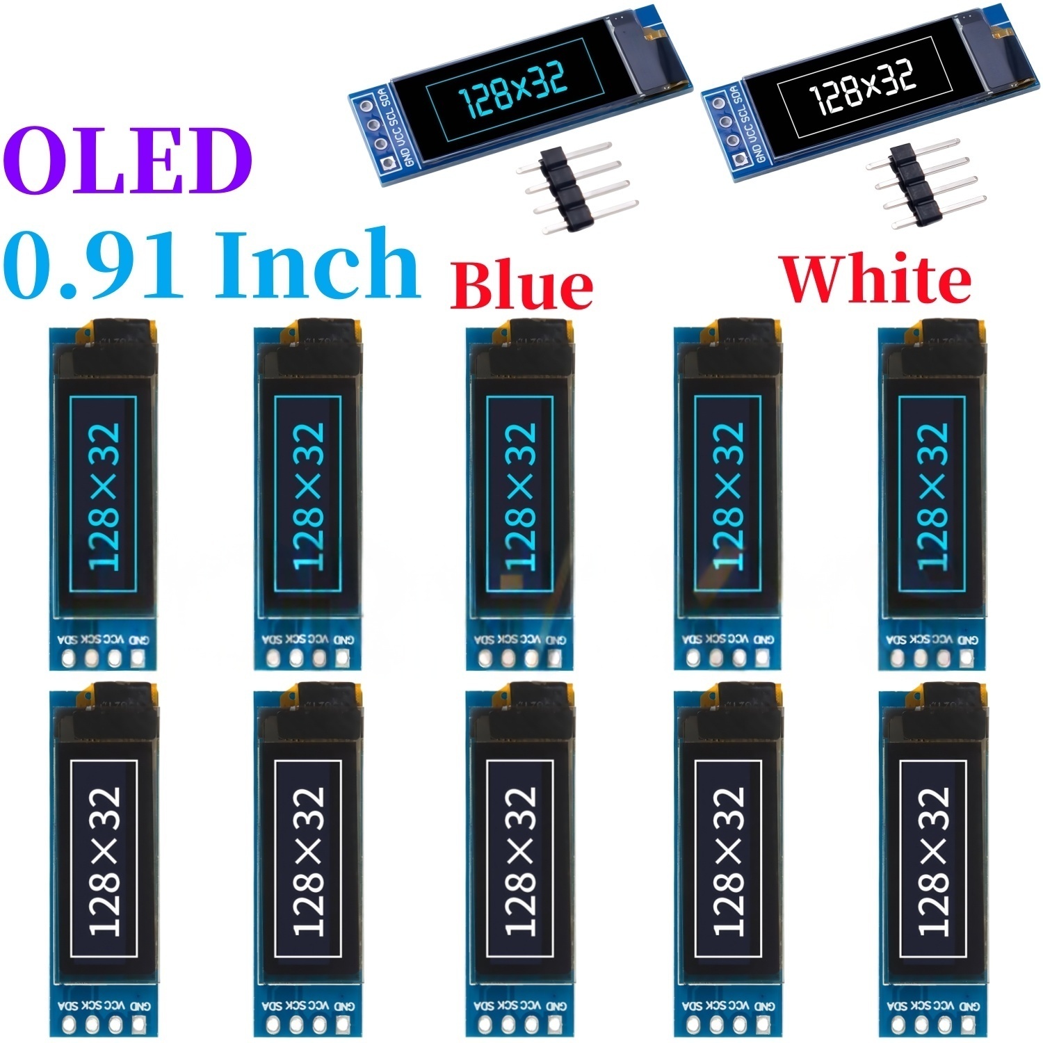 Ssd1306 - Pantalla OLED LCD Blanca/Azul de 0.91