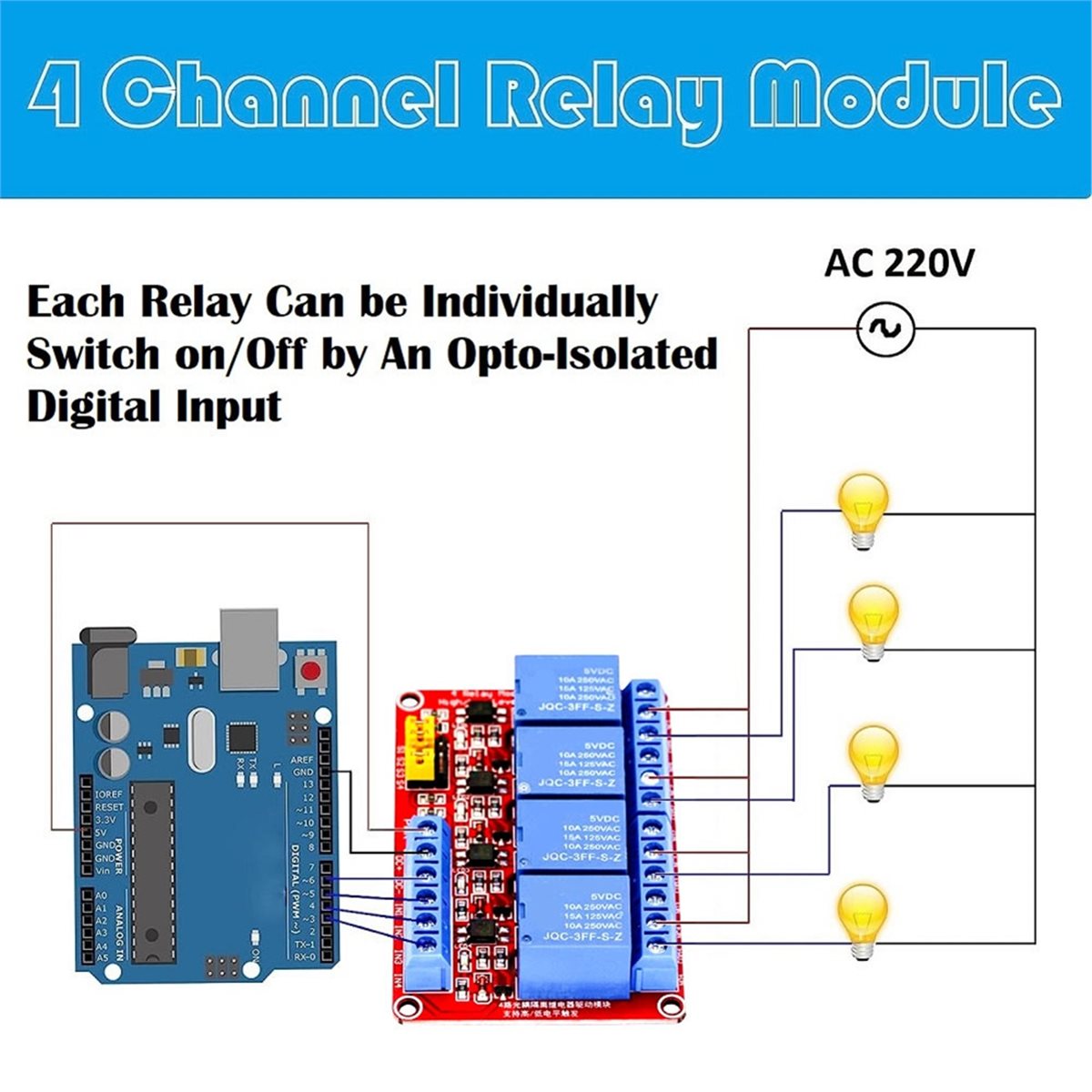 Módulo de Relé de 4 Canales A4 - Relay Module 4 Channel reseña y precio