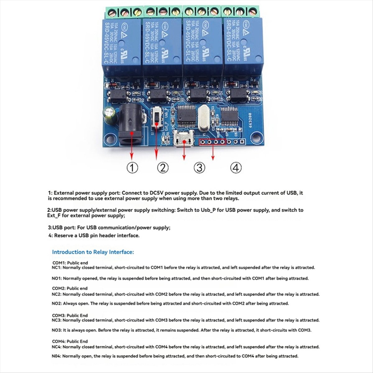 Módulo de Relé USB de 4 Canale - Relay Module 4 Channel reseña y precio