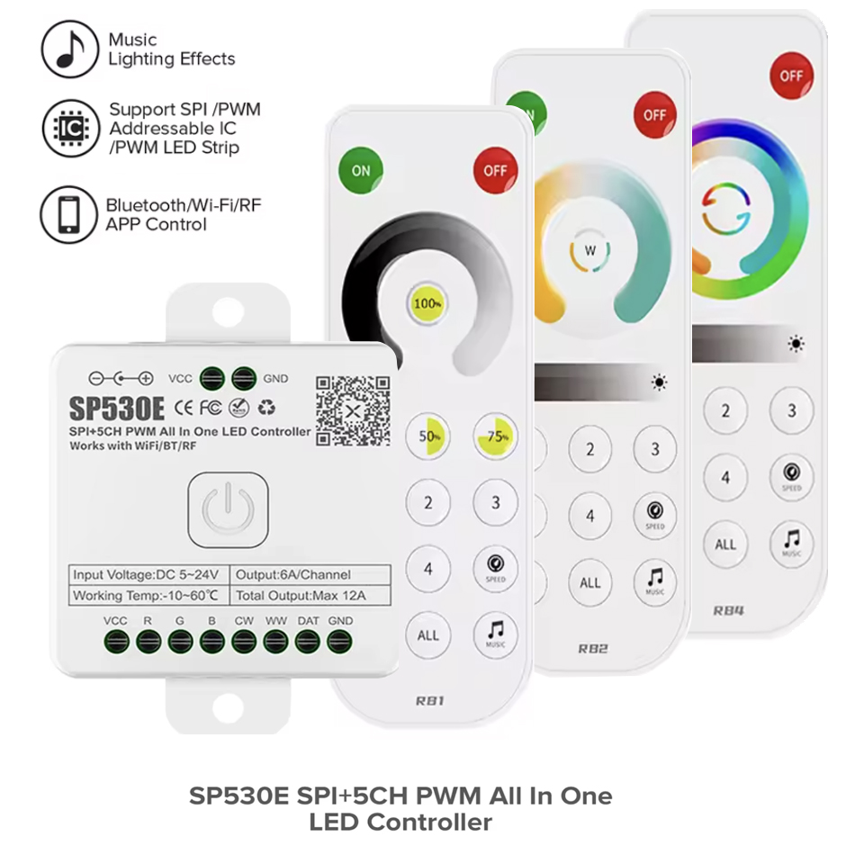 Controlador LED SP530E Todo en - Ws2812B Strip 5V reseña y precio